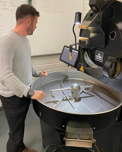 Ready to launch, Matt preparing for another production day of roasting in Geometry Coffee Roasters