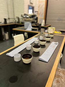 Geometry Coffee Roasters cupping table 