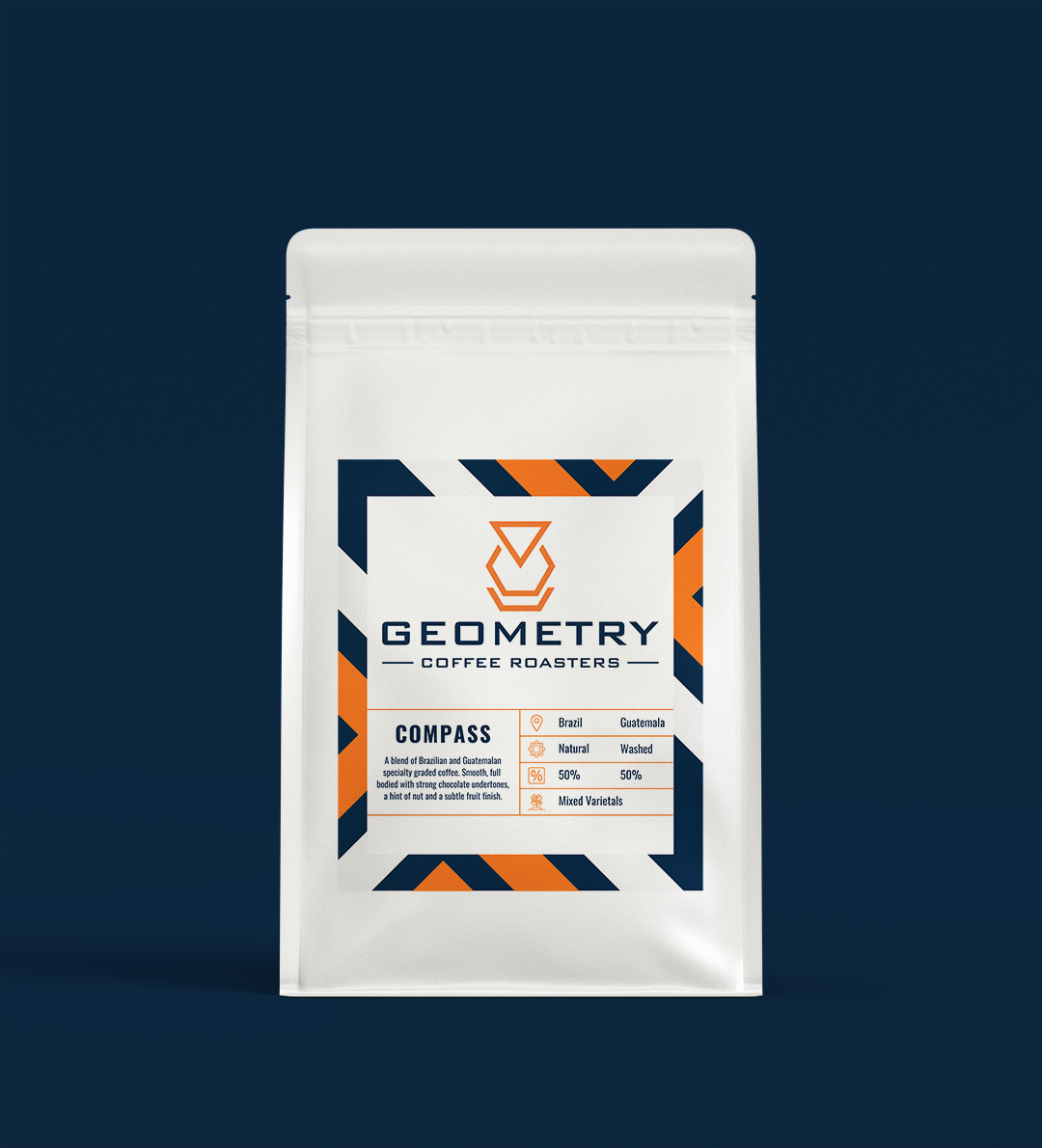 Geometry Coffee Roasters Compass Blend. 50% Brazil 50% Guatemala Coloured 