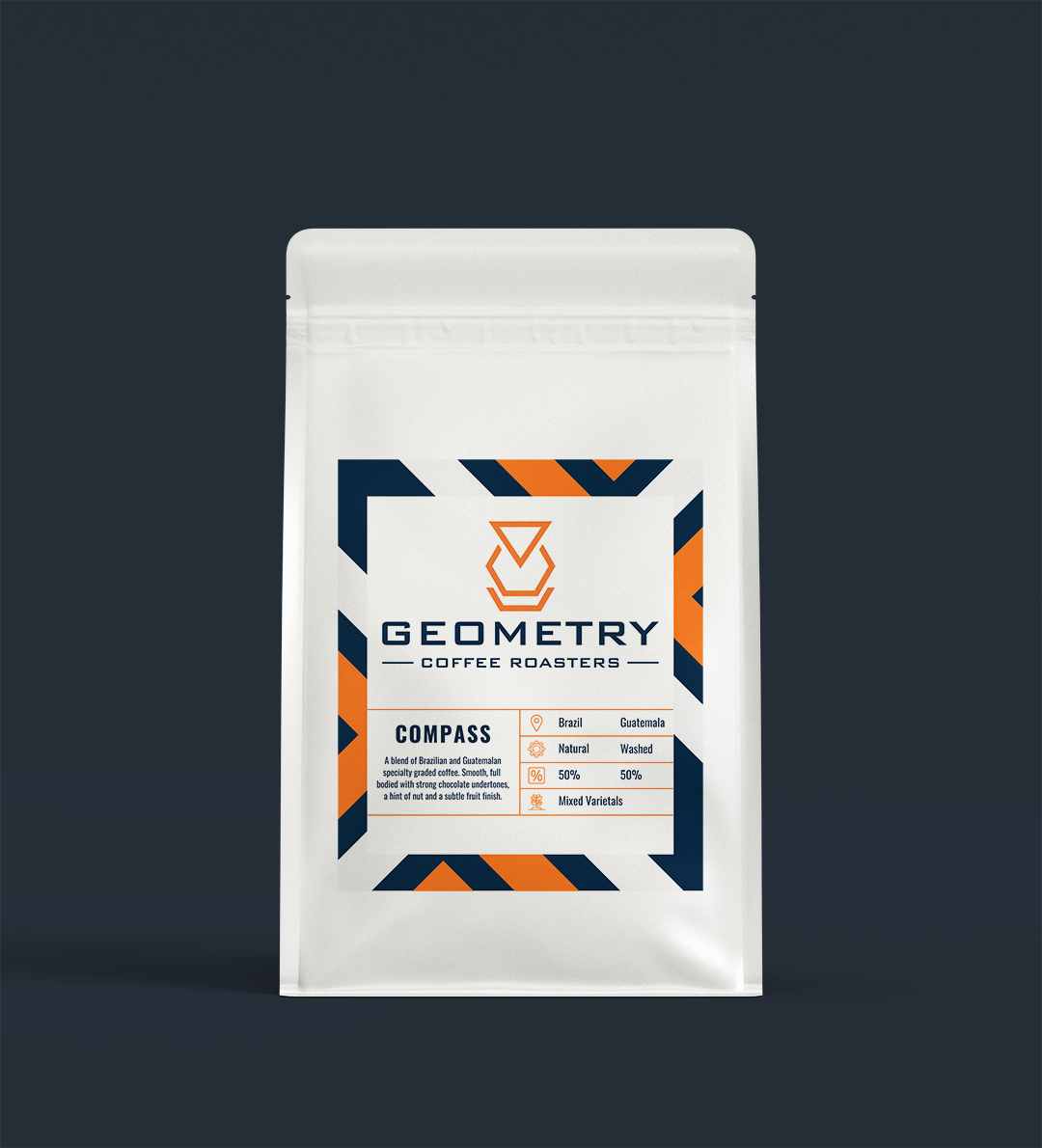 Geometry Coffee Roasters Compass Blend. 50% Brazil 50% Guatemala Coloured 
