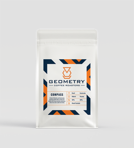Geometry Coffee Roasters Compass Blend. 50% Brazil 50% Guatemala white background